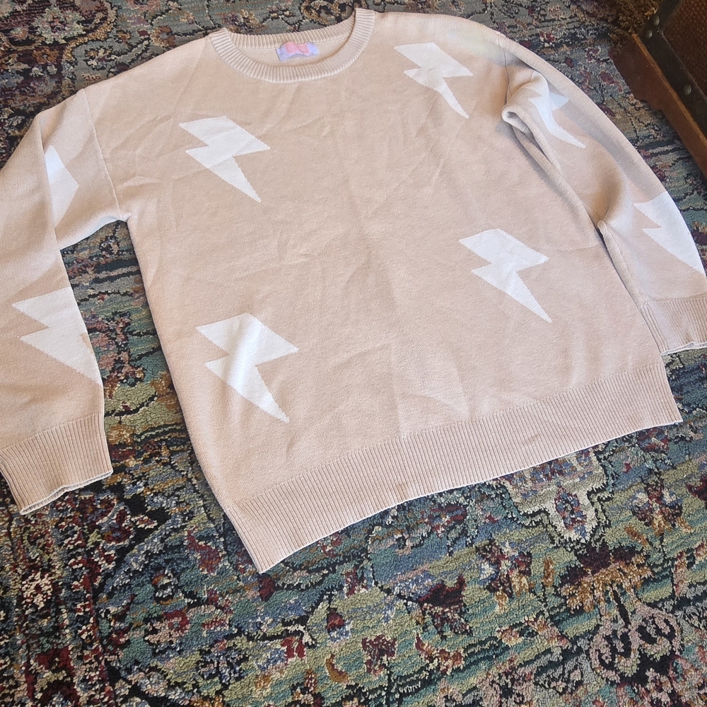Men's Beige Lightning Bolt Sweater
